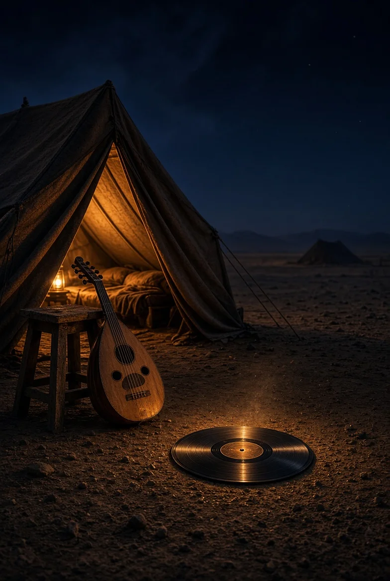 Desert night tent scene — 1-of-1 cover artwork for Mah Tovu